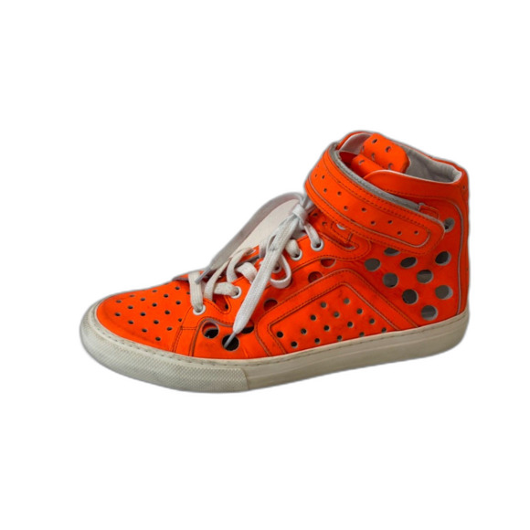 Pierre Hardy Punching Hi Top Sneakers Perforated Orange Size 40/US 9.5 Lace Up - Picture 1 of 9